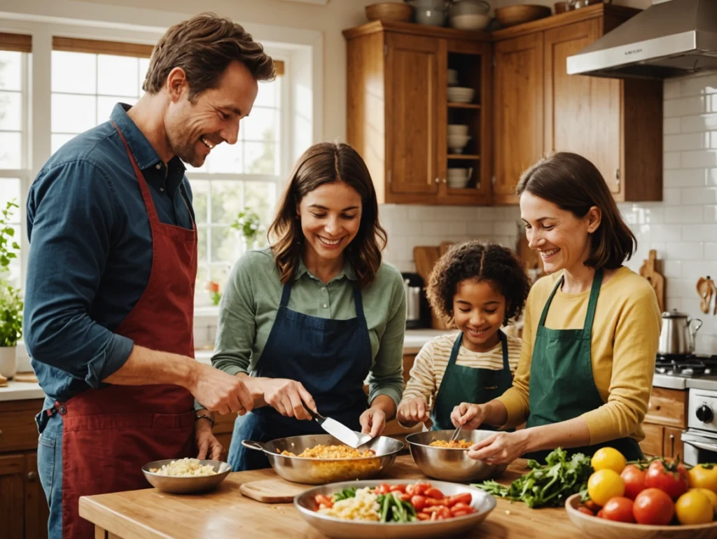 family cooking together