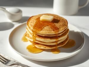 oat pancakes with syrup and butter
