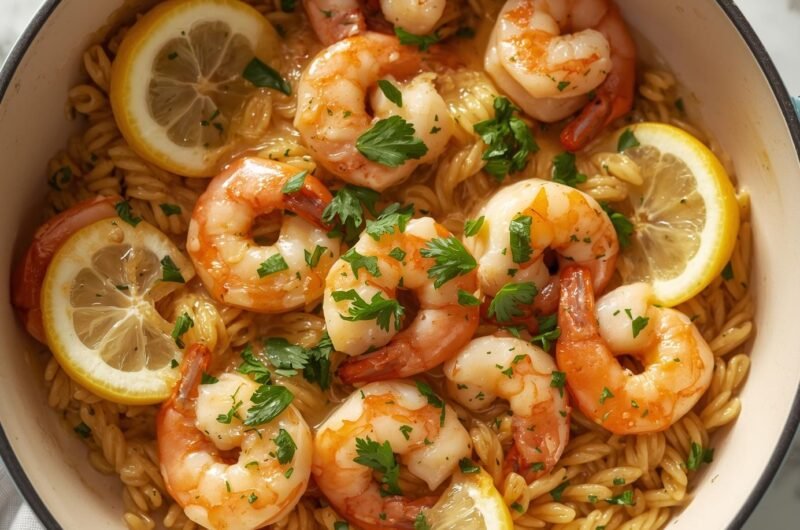 One-Pot Garlic Butter Shrimp and Orzo