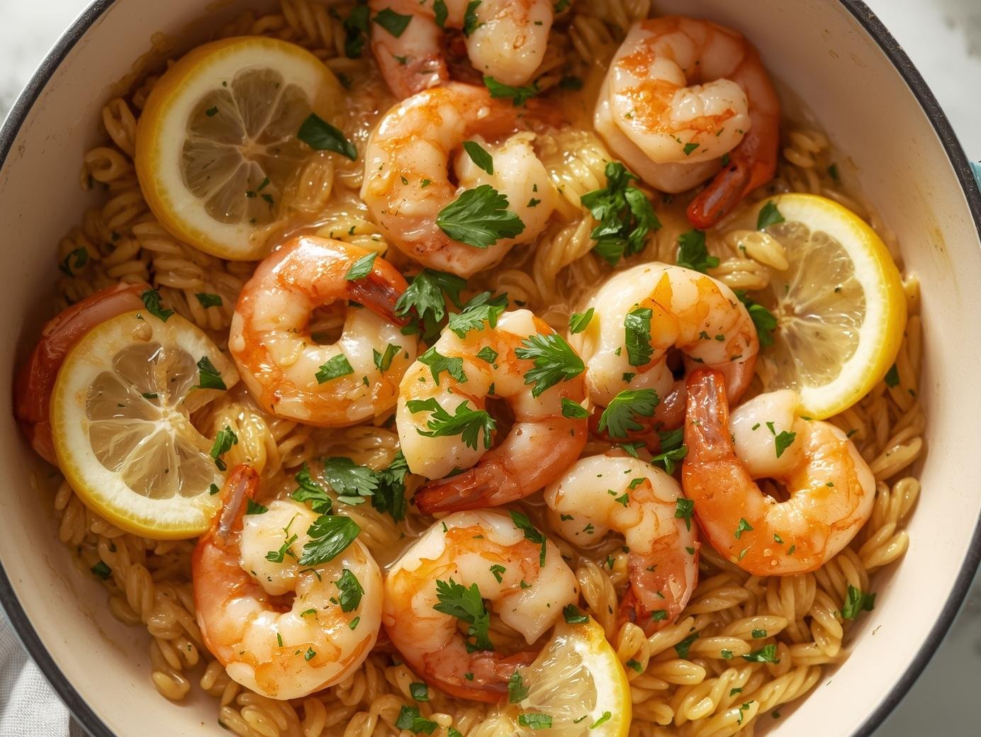 One-Pot Garlic Butter Shrimp and Orzo