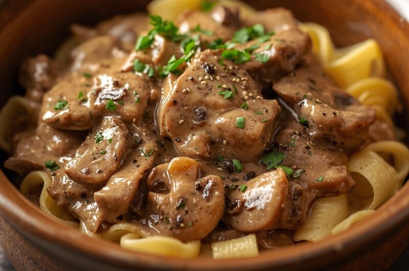 Crockpot Beef and Mushroom Stroganoff