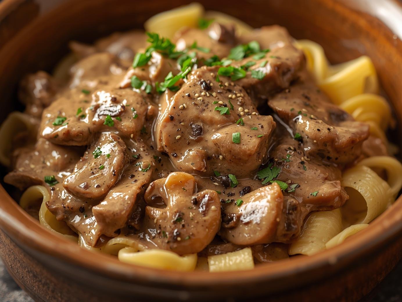 Crockpot Beef and Mushroom Stroganoff