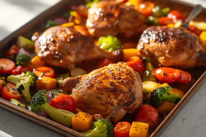 Baked Chicken Thighs with Roasted Veggies
