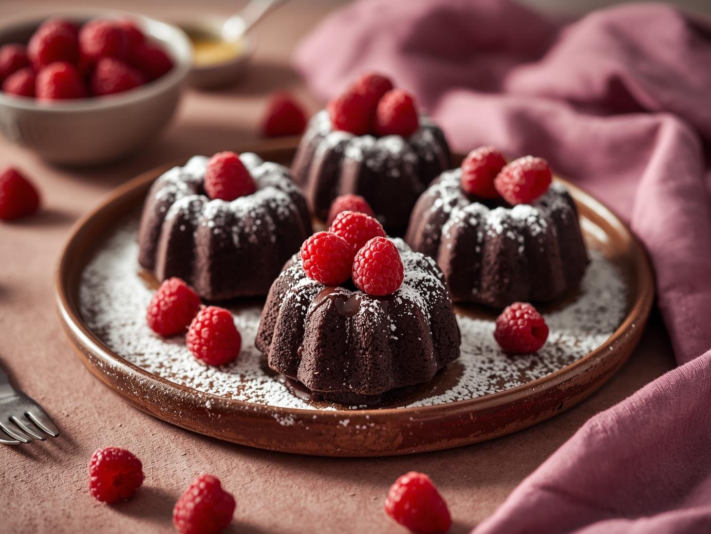 Raspberry Chocolate Mini Bundt Cakes