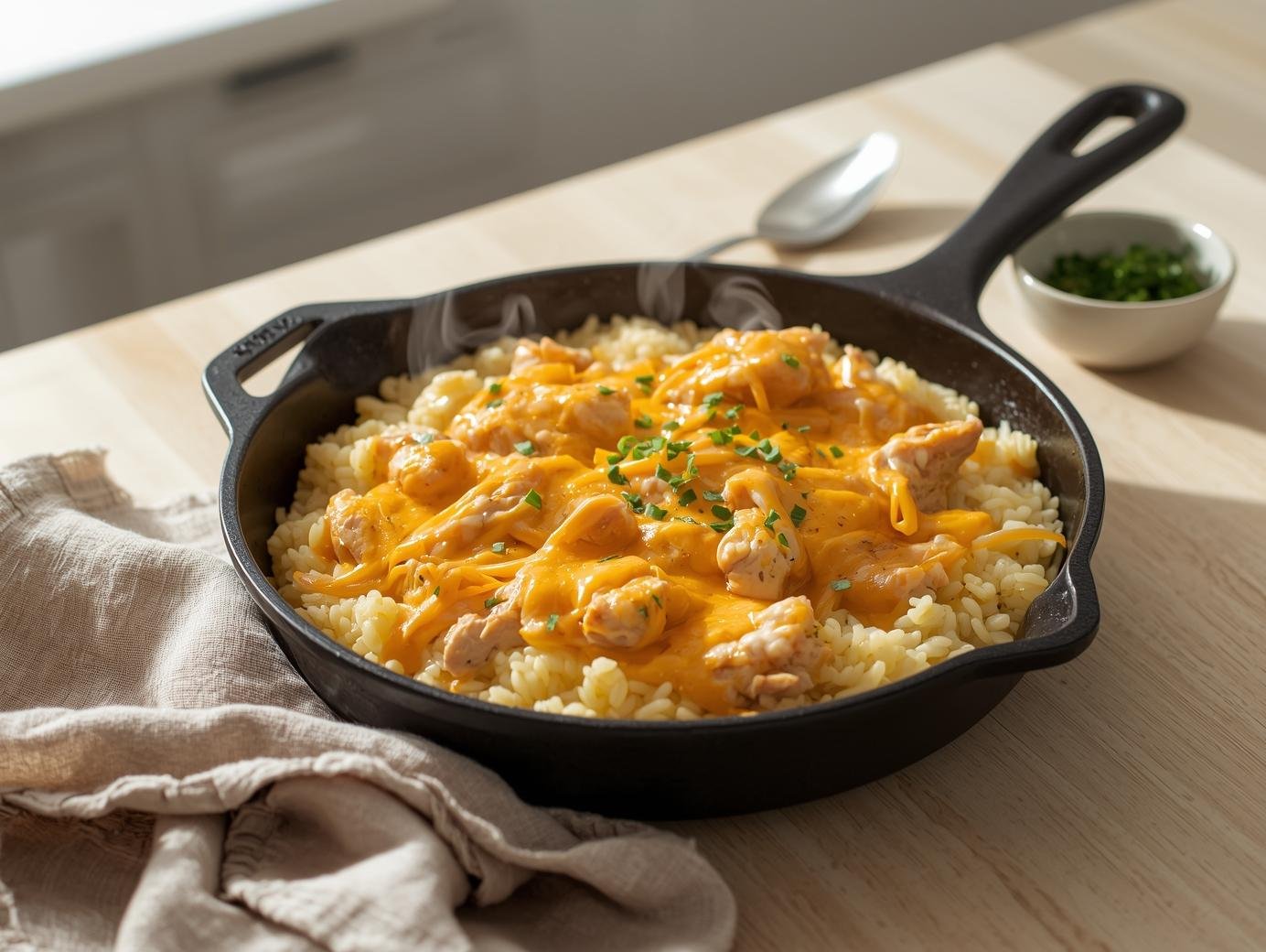 Cheesy Chicken & Rice Skillet