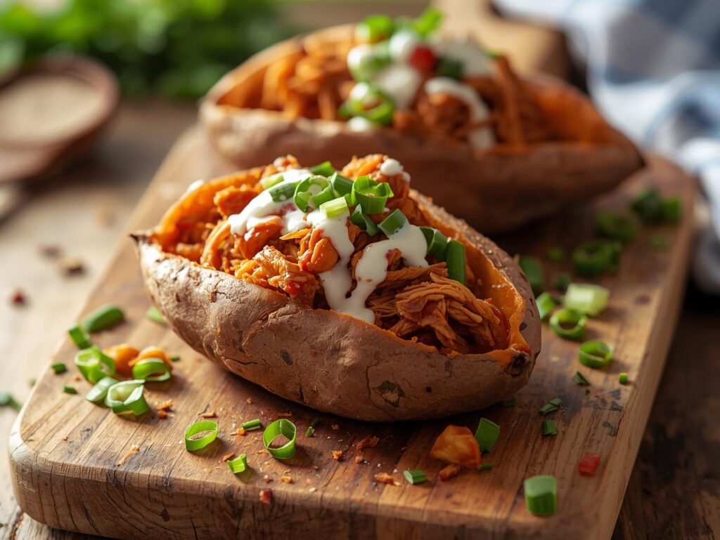 BBQ Chicken Stuffed Sweet Potatoes