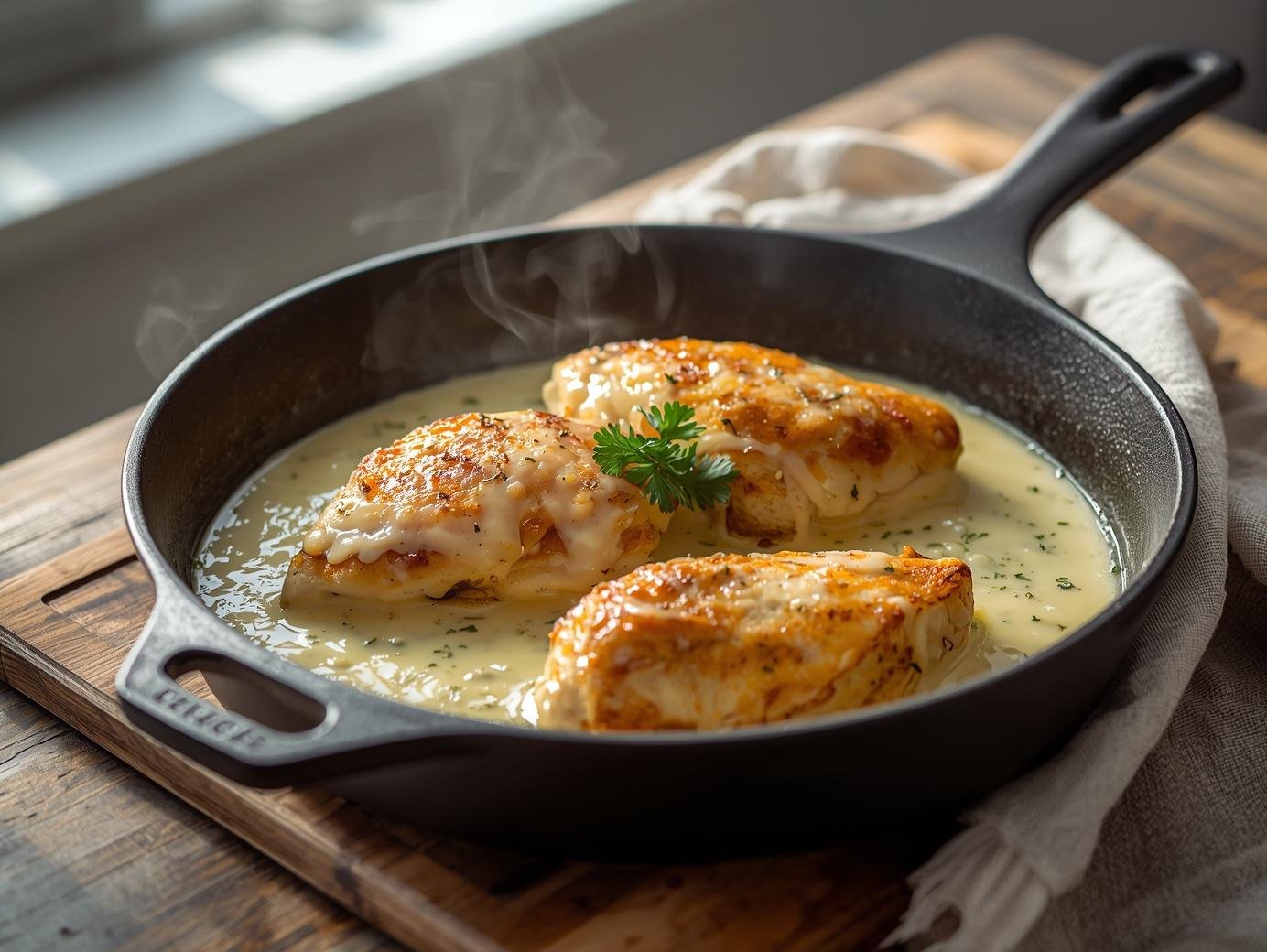 Creamy Garlic Parmesan Chicken (Lightened Up)