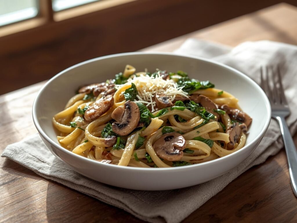 Creamy Spinach & Mushroom Pasta