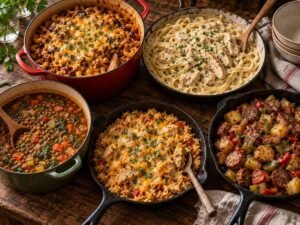 10 One-Pot Meals That Save Time, Money, and Sanity One-pot meals, including chili mac, chicken and rice and lentil soup