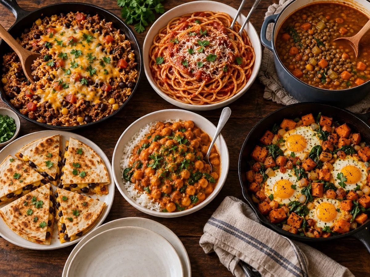 Cheap meals under $2 a serving, including spaghetti marinara, chickpea curry and taco rice