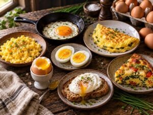 How to Cook Eggs: 8 Easy Ways (With a Recipe for Each) Eggs cooked several ways: scrambled, fried, boiled, poached, an omelet and a frittata