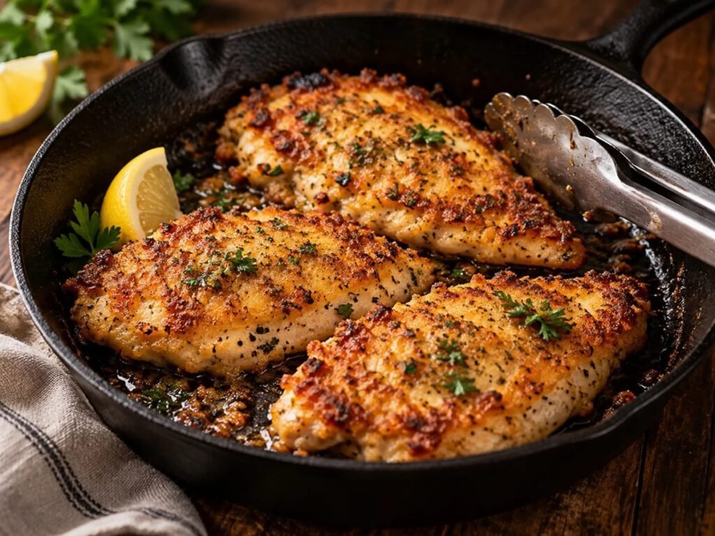 How to pan fry chicken: golden chicken cutlets in a skillet