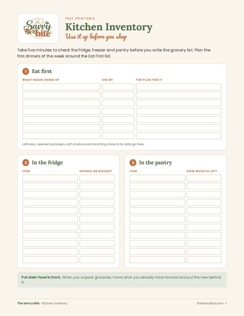 Preview of the Fridge, Freezer and Pantry Inventory printable