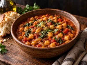 One-Pot Mediterranean Chickpea Stew One-pot Mediterranean chickpea stew with tomatoes and spinach