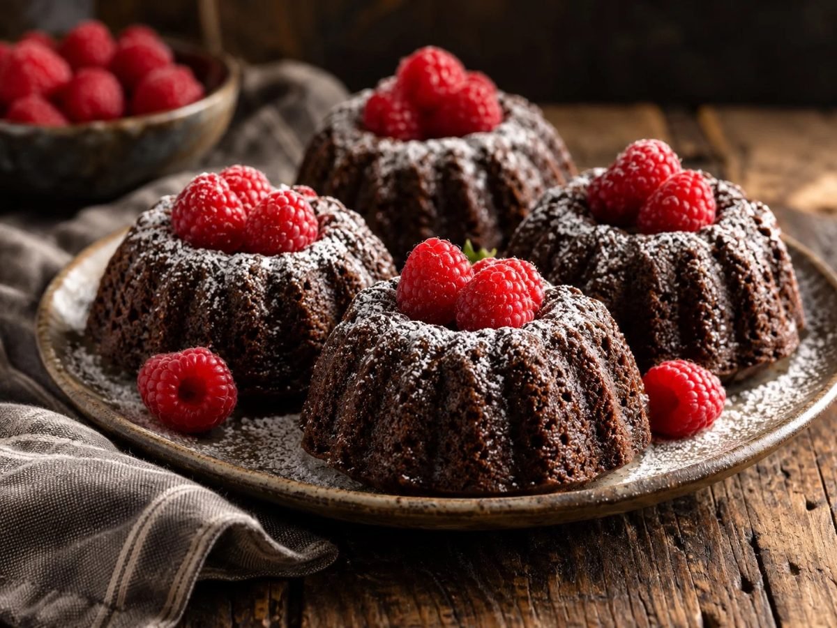 Raspberry Chocolate Mini Bundt Cakes
