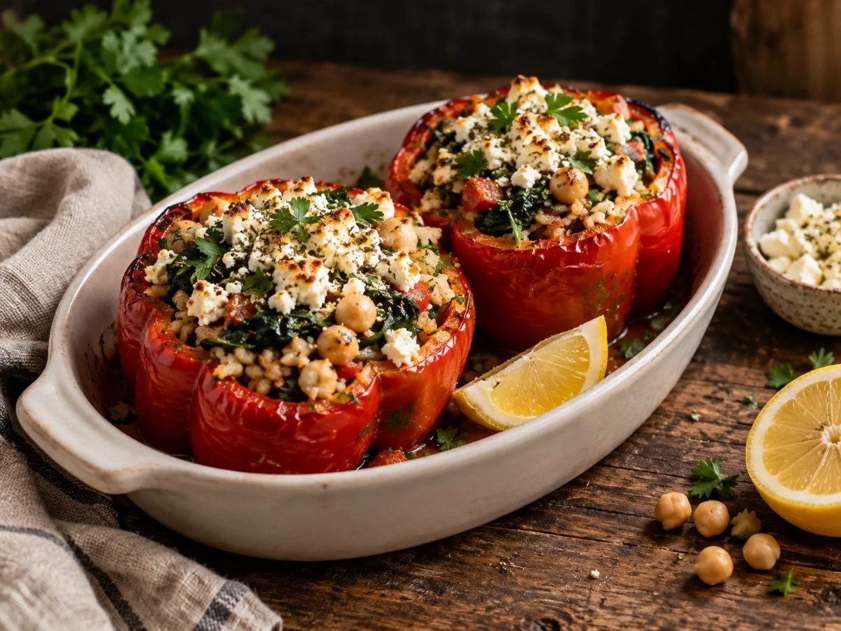 Mediterranean Stuffed Peppers for Two
